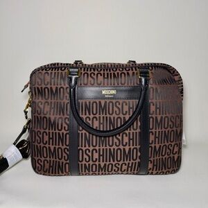 (New) MOSCHINO Monogram Pattern Leather Laptop Bag